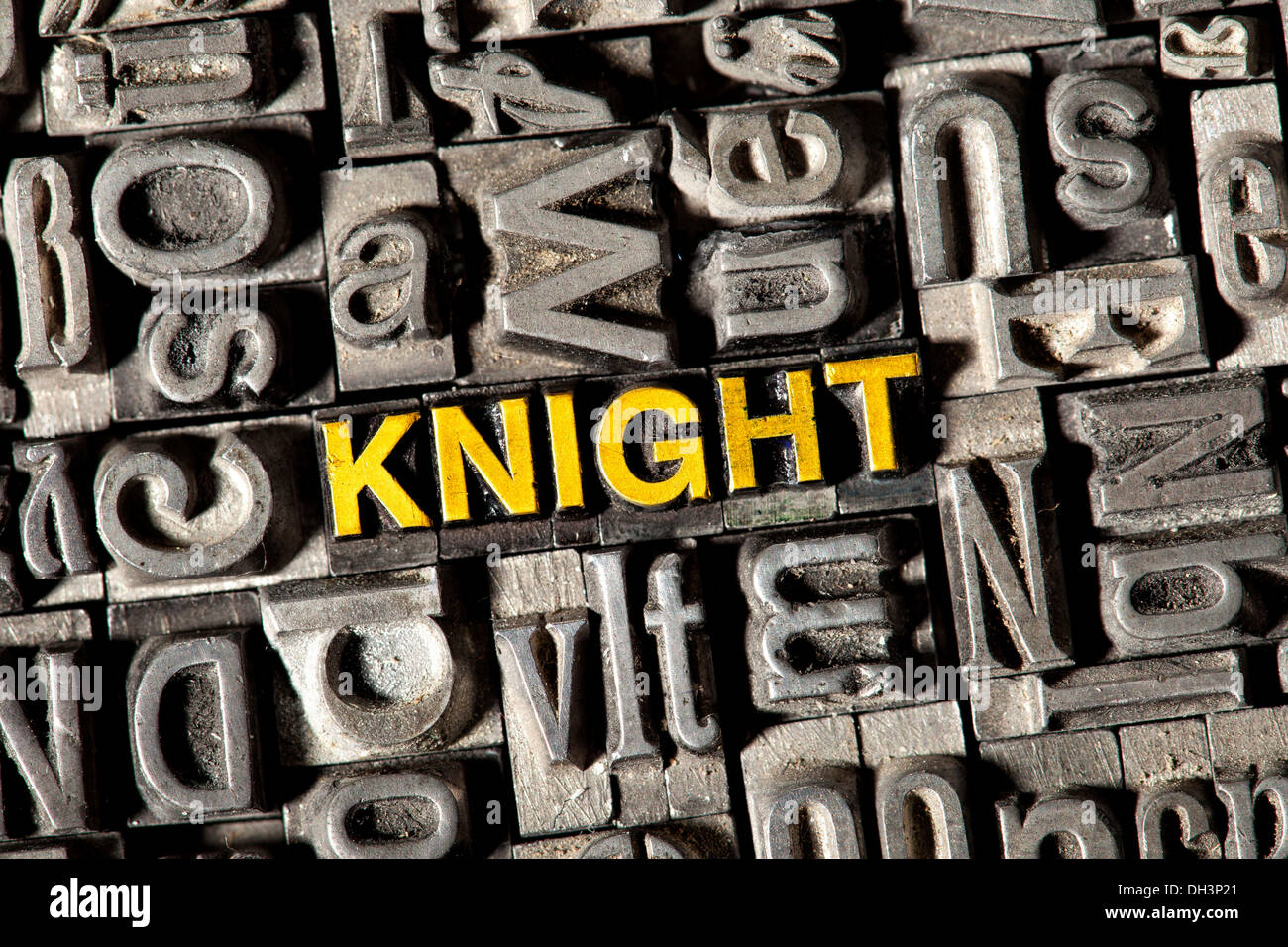Old lead letters forming the word "KNIGHT Stock Photo Alamy