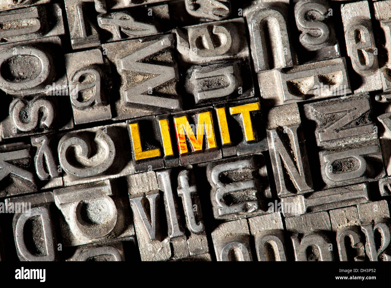 Old lead letters forming the word "LIMIT Stock Photo Alamy