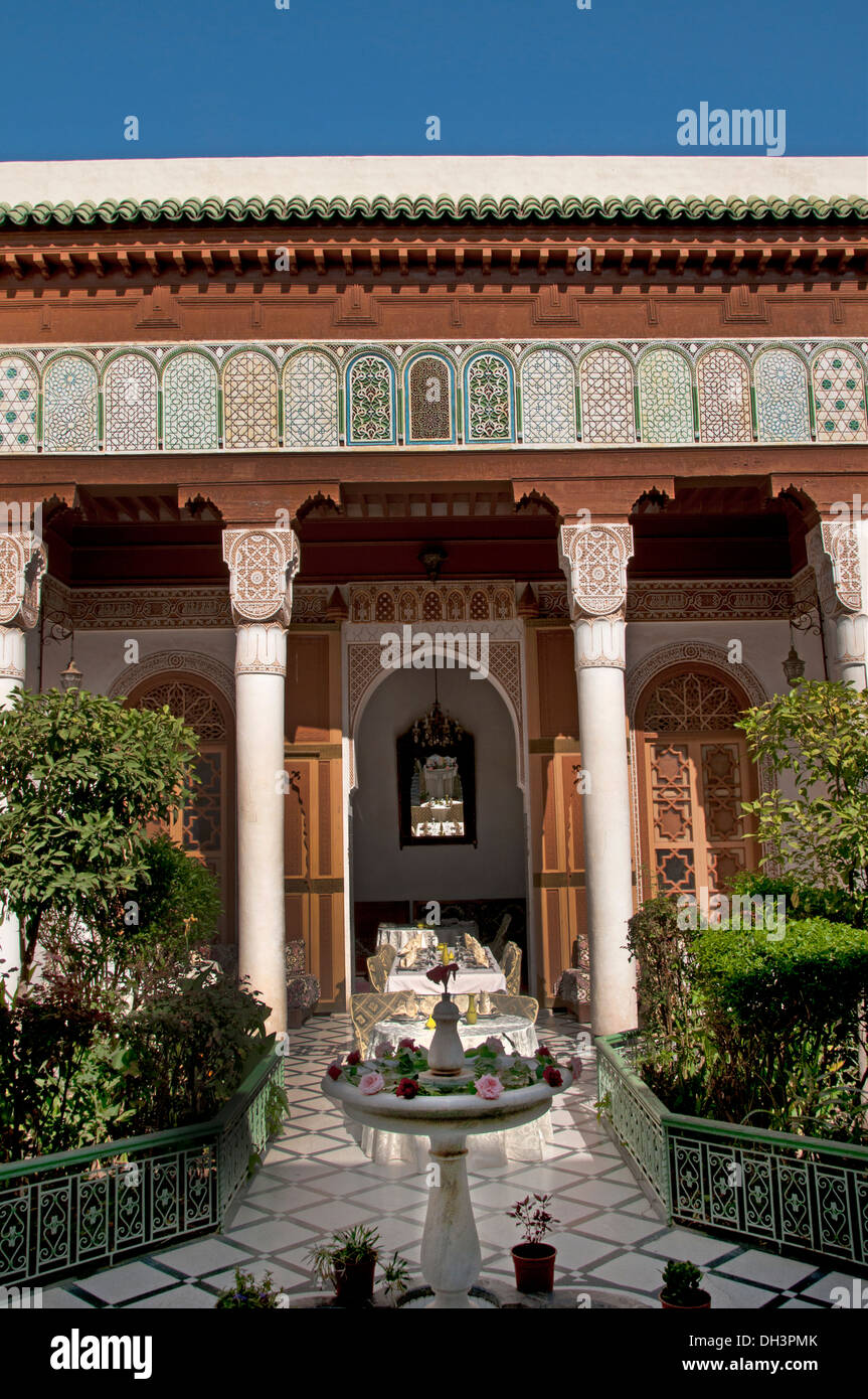 Riad Restaurant Garden Patio Marrakesh  Morocco Stock Photo