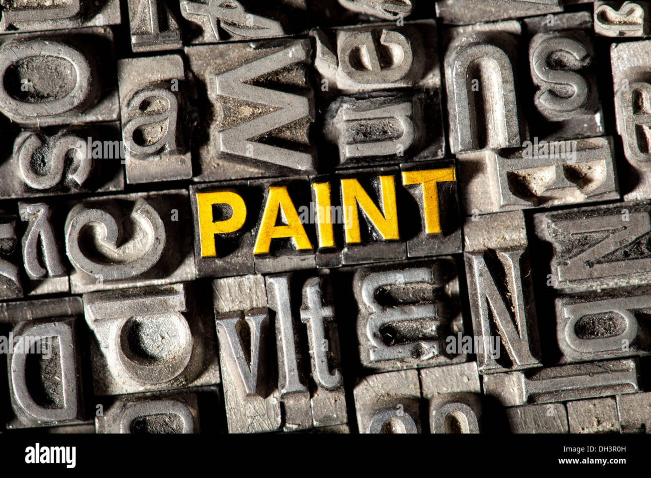 Old lead letters forming the word PAINT Stock Photo Alamy