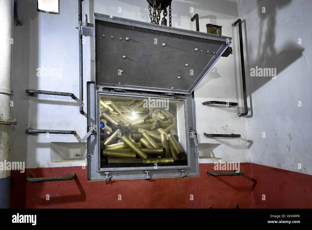 Cartridge shell receptacle, Schoenenbourg fortress, Maginot line. Stock Photo