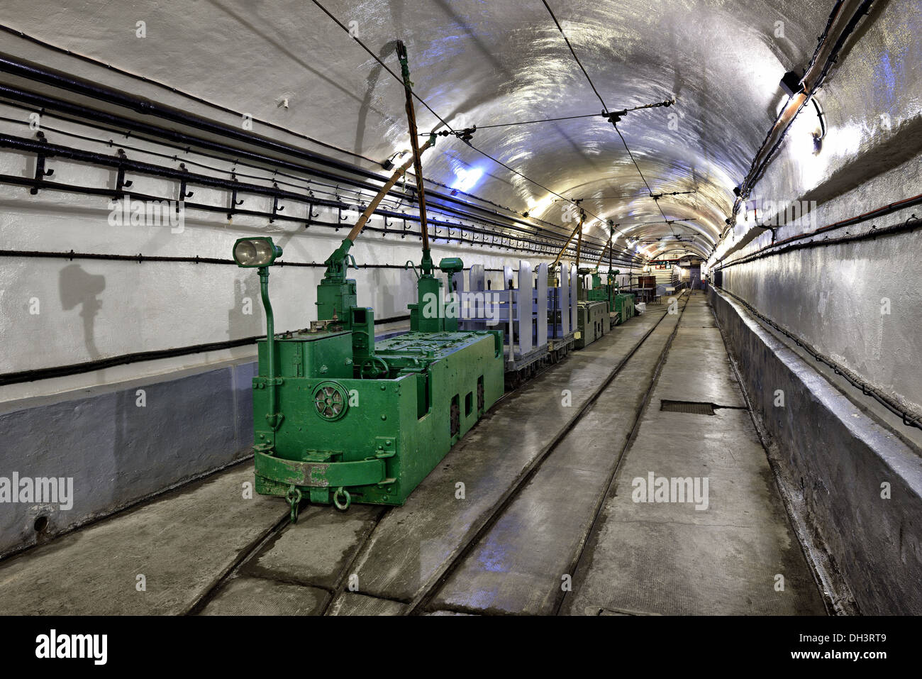 Electric train, Schoenenbourg fortress, Maginot line. Stock Photo