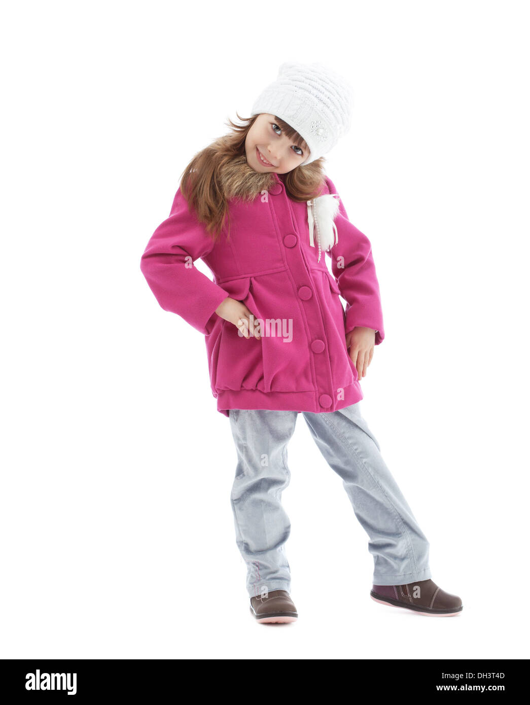 Smiling cute girl in pink jacket Stock Photo Alamy