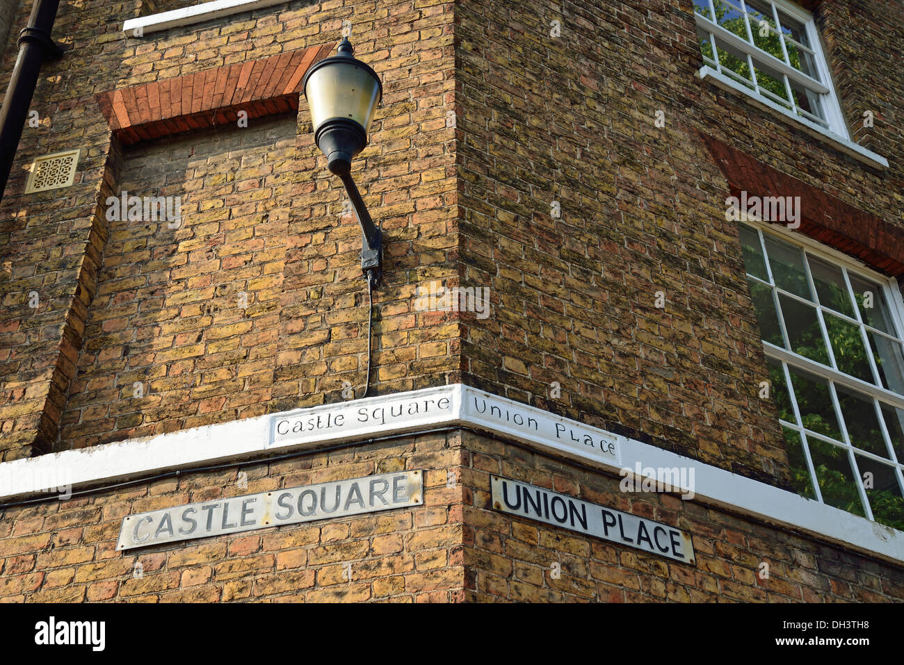 Corner of Castle Square and Union Place in Old Quarter, Wisbech, Cambridgeshire, England, United Kingdom Stock Photo