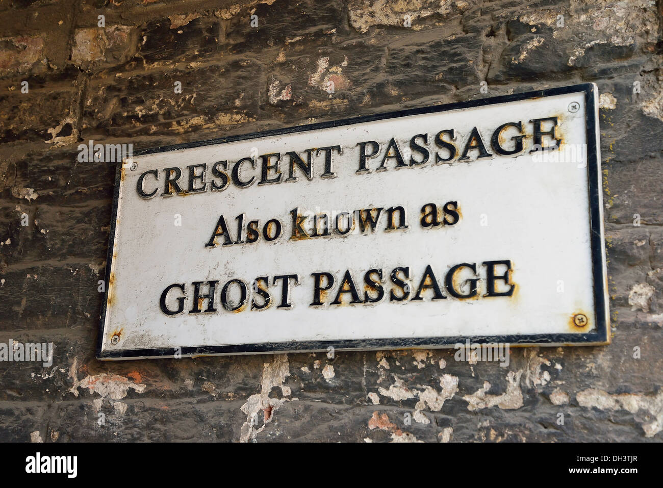Crescent Passage (Ghost Passage) sign in Old Quarter, Wisbech, Cambridgeshire, England, United Kingdom Stock Photo