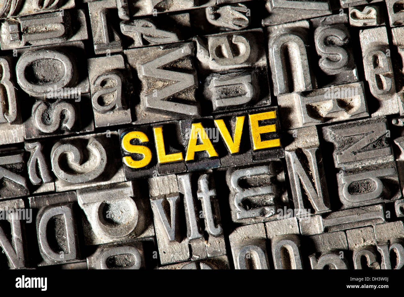 Old lead letters forming the word "SLAVE Stock Photo Alamy