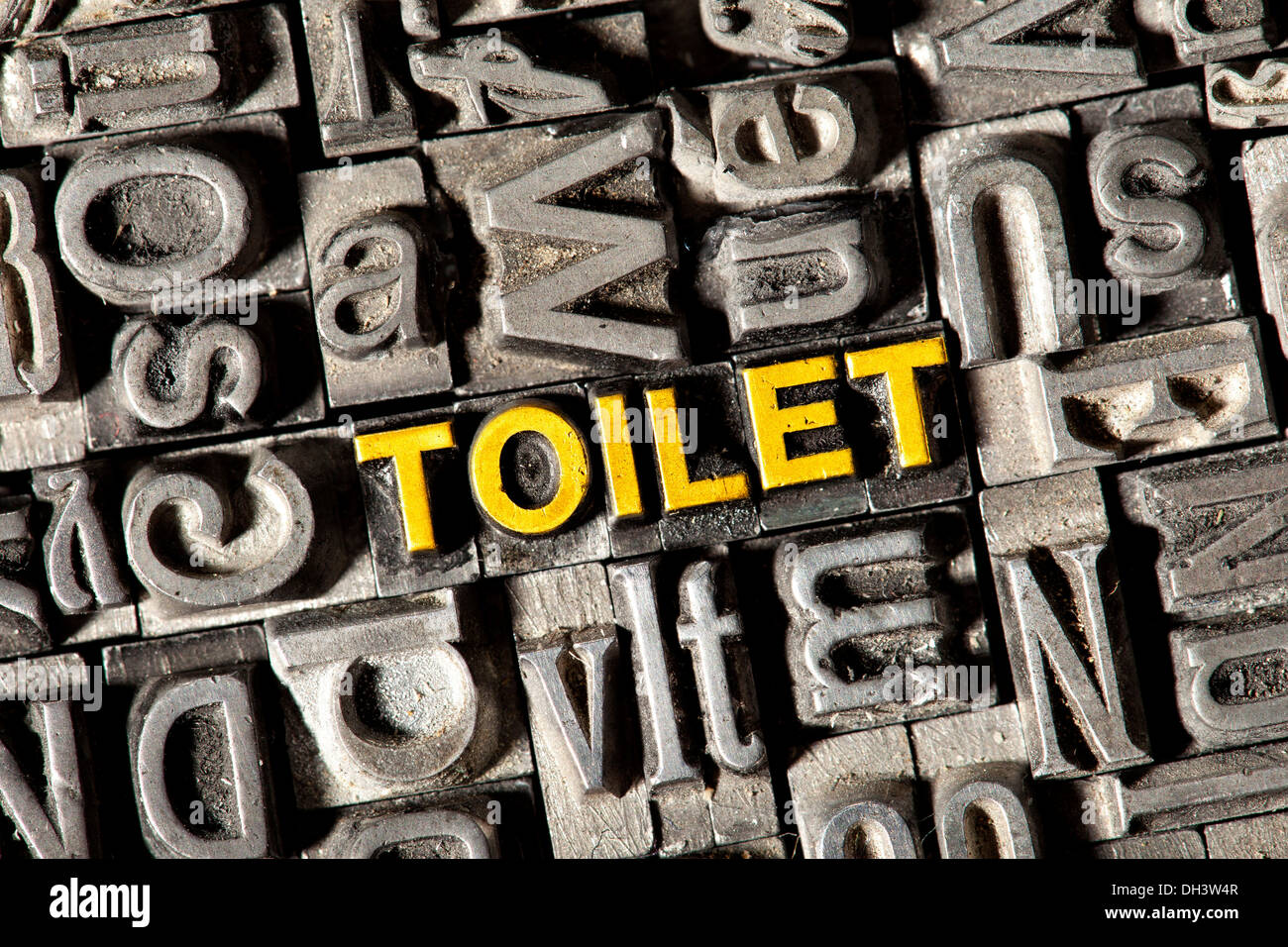 Old lead letters forming the word "TOILET Stock Photo Alamy