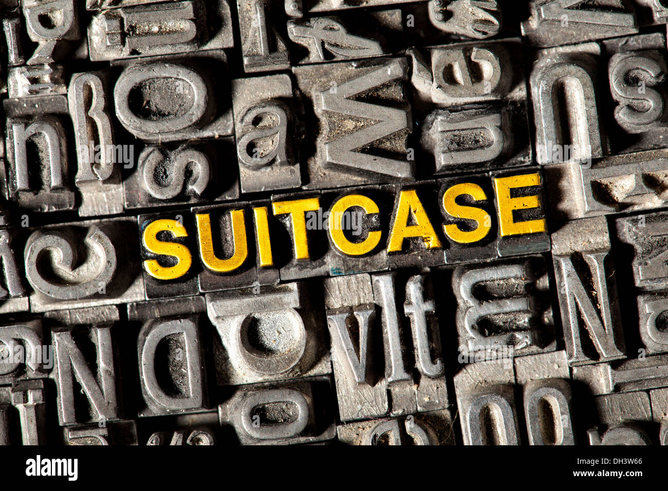 Old lead letters forming the word "SUITCASE Stock Photo Alamy