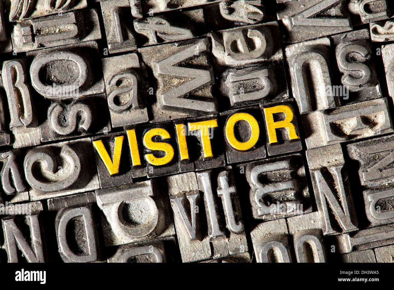 Old lead letters forming the word Visitor Stock Photo Alamy