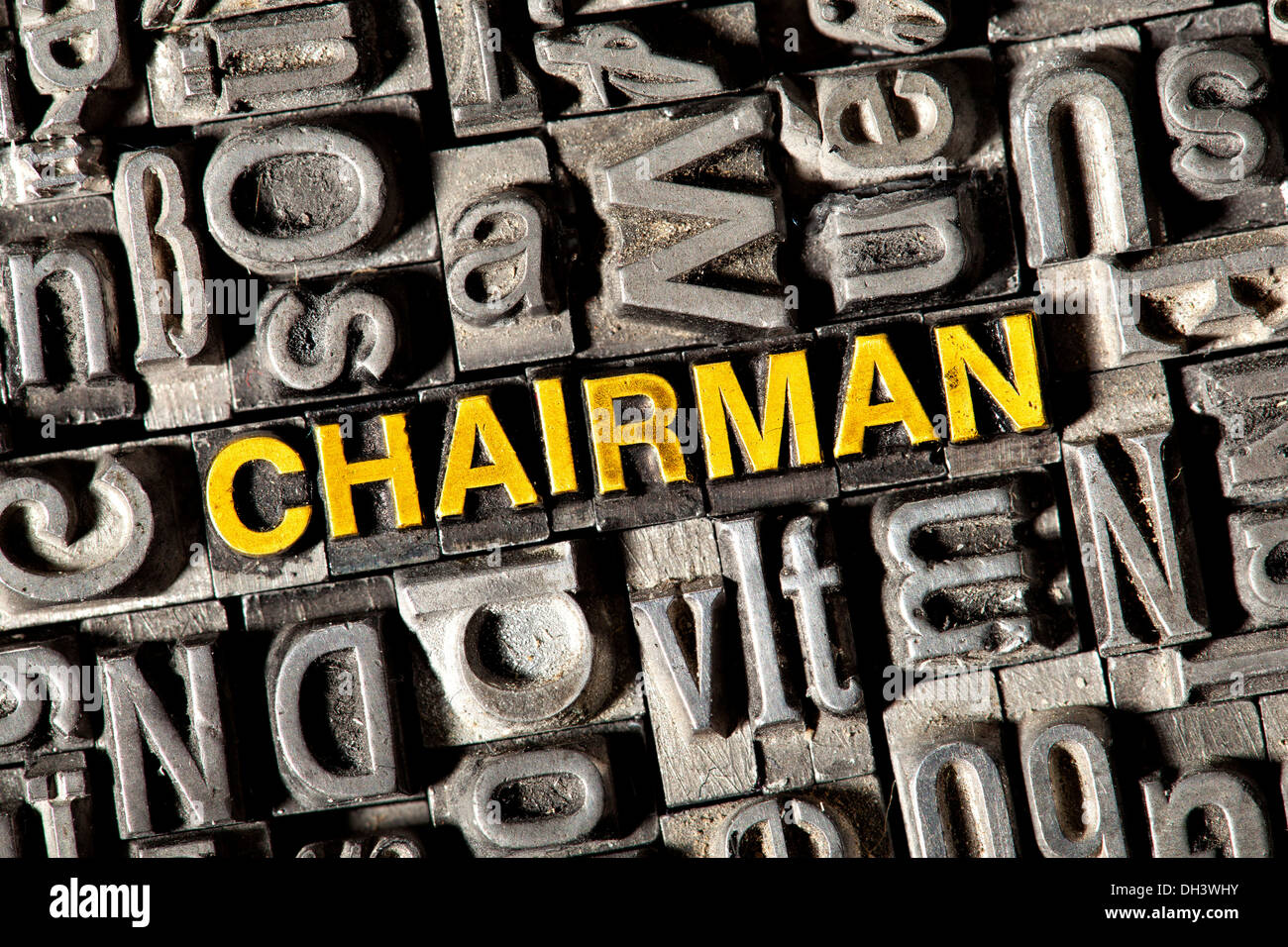 Old lead letters forming the word Chairman Stock Photo Alamy