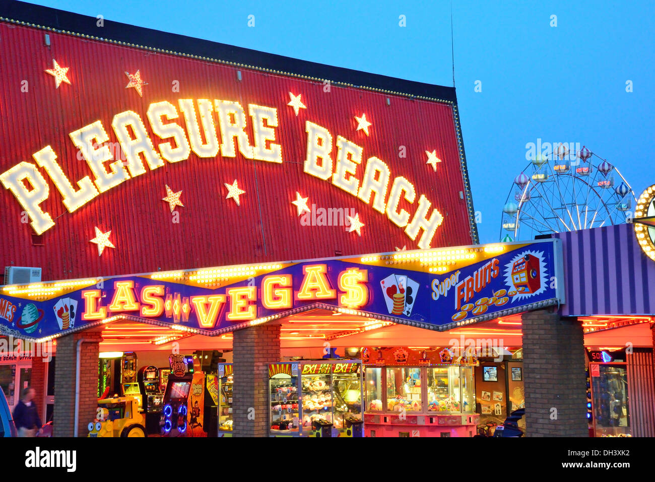 Skegness Pleasure Beach at dusk, Grand Parade, Skegness, Lincolnshire