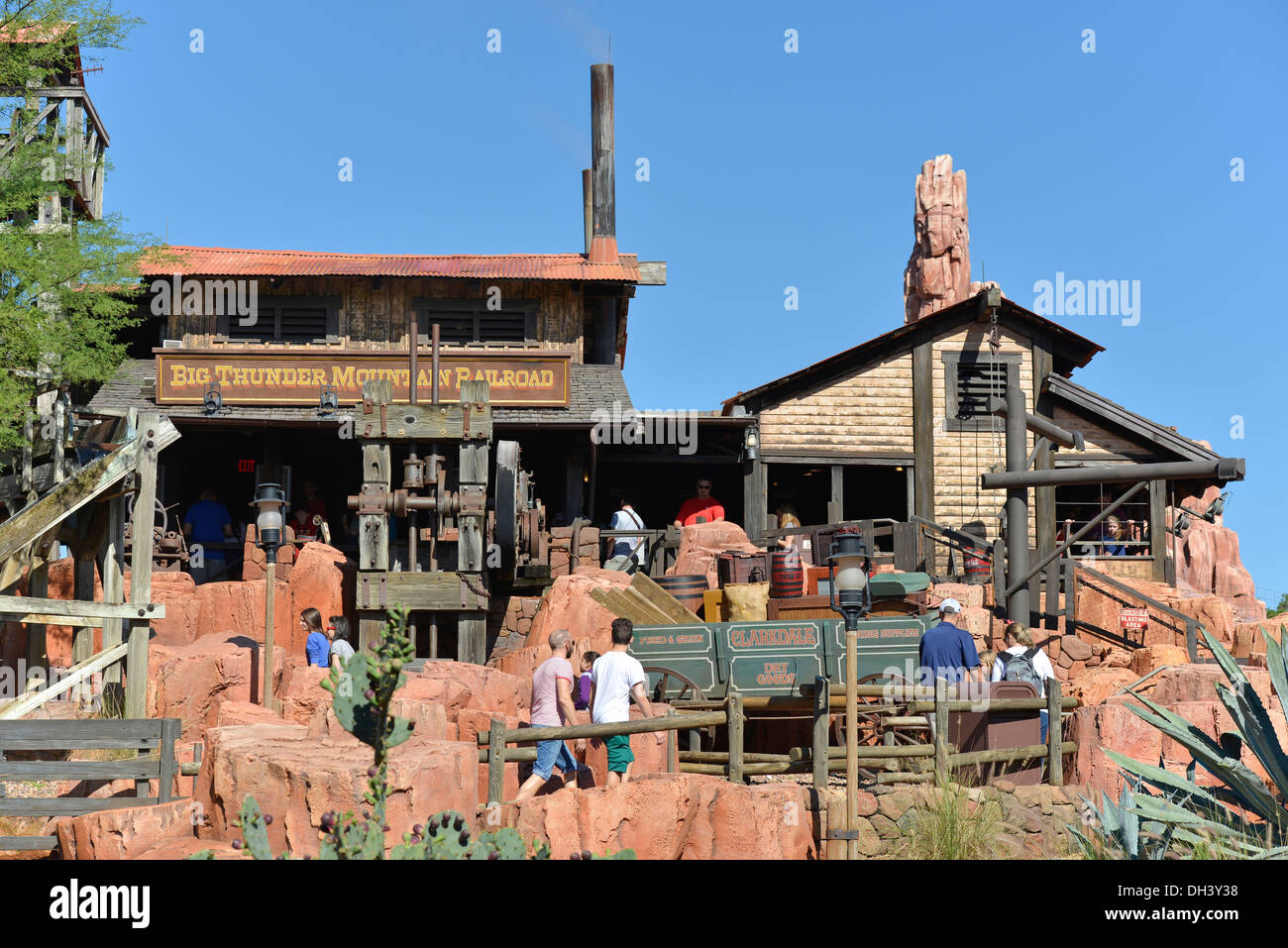 Big Thunder Mountain Railroad Rides Roller Coaster in Adventureland at Magic Kingdom, Disney World, Orlando, Florida Stock Photo