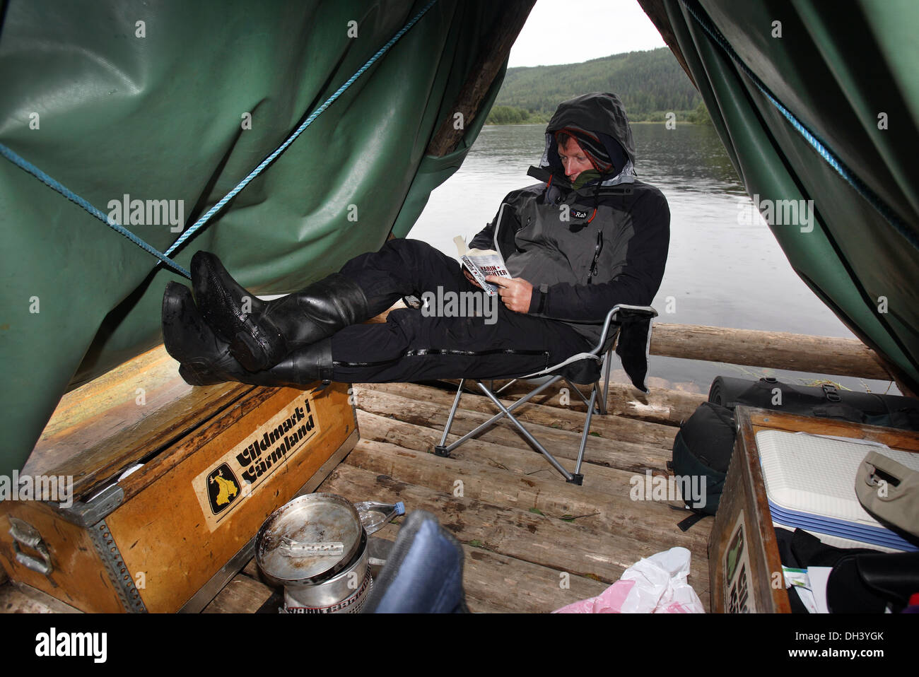 Timber rafting on Klaralven. Varmland, Sweden. Stock Photo