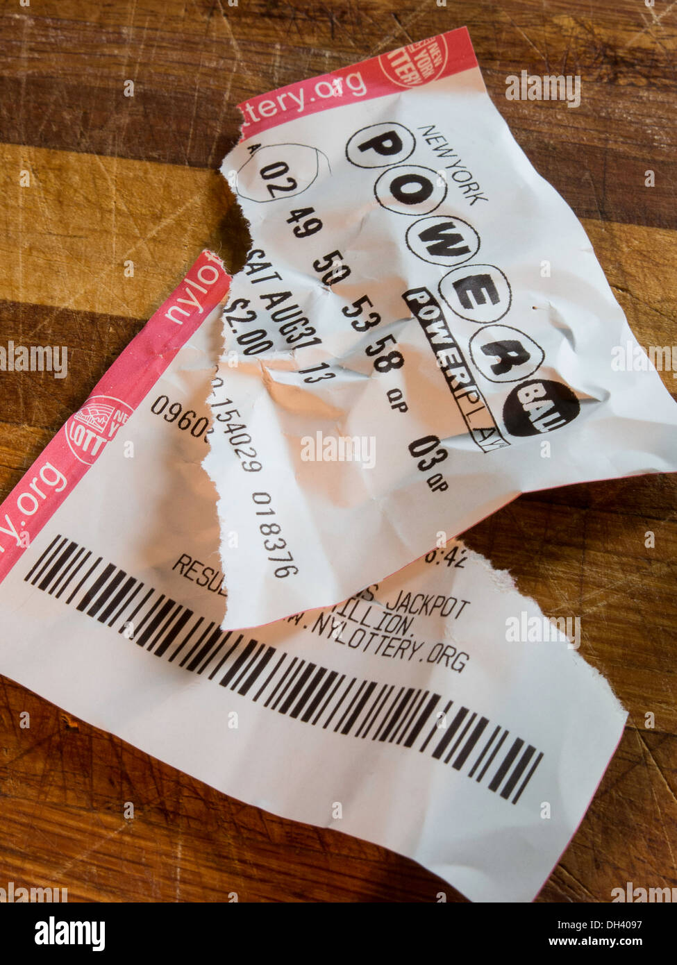 New York Powerball Losing Lottery Ticket Stock Photo 62168323 Alamy