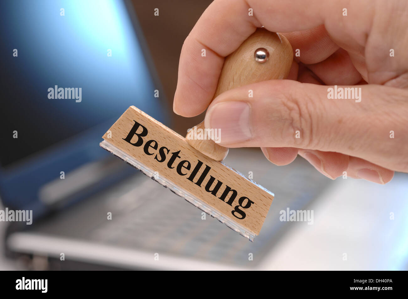 Stamp marked with order in german stock photo alamy