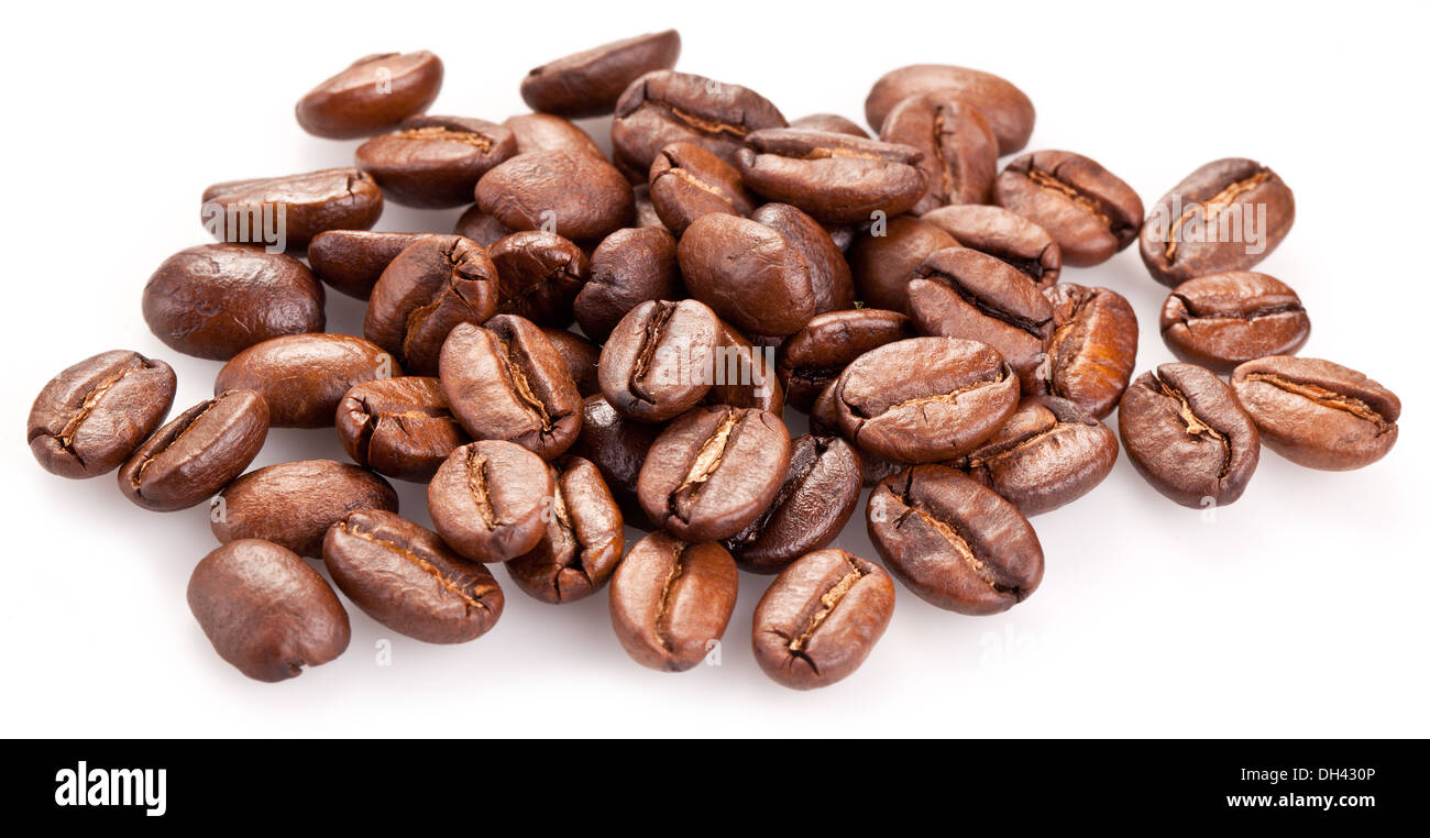 Roasted coffee beans isolated on a white background Stock Photo - Alamy