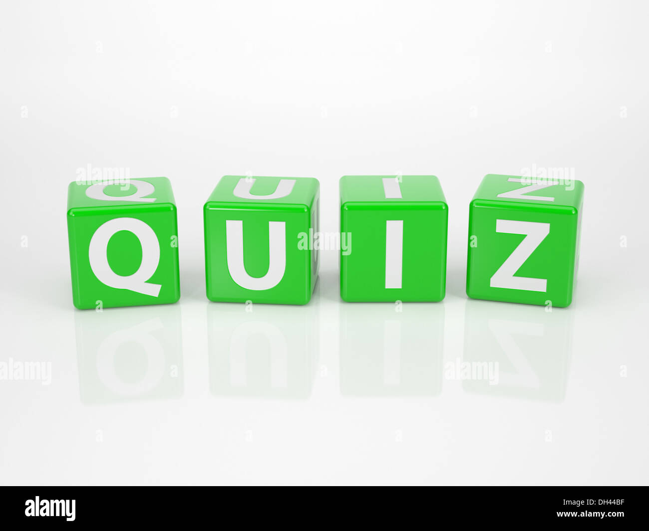 Quiz out of green Letter Dices Stock Photo
