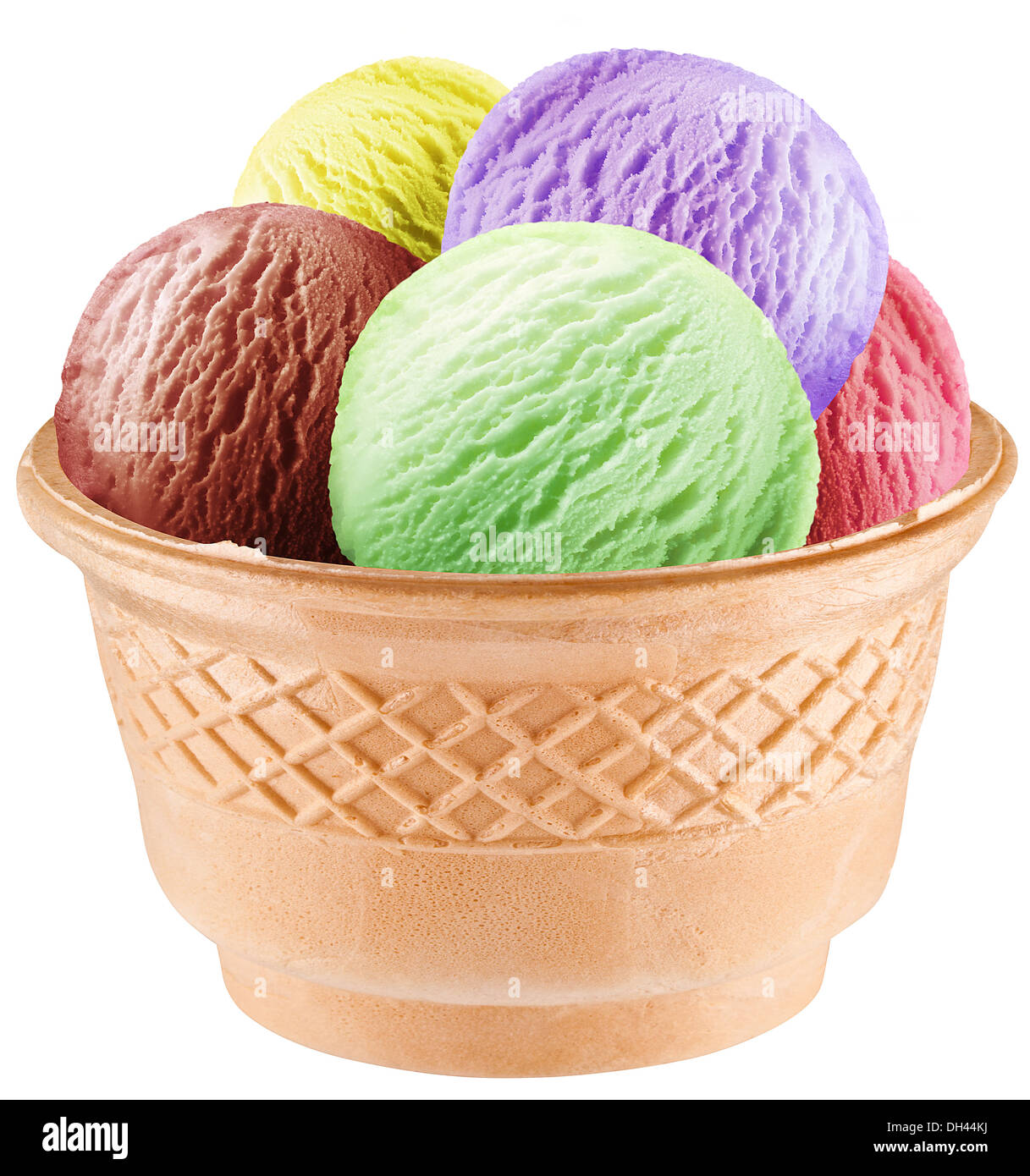 Icecream scoops in waffle cup. File contain clipping paths Stock Photo