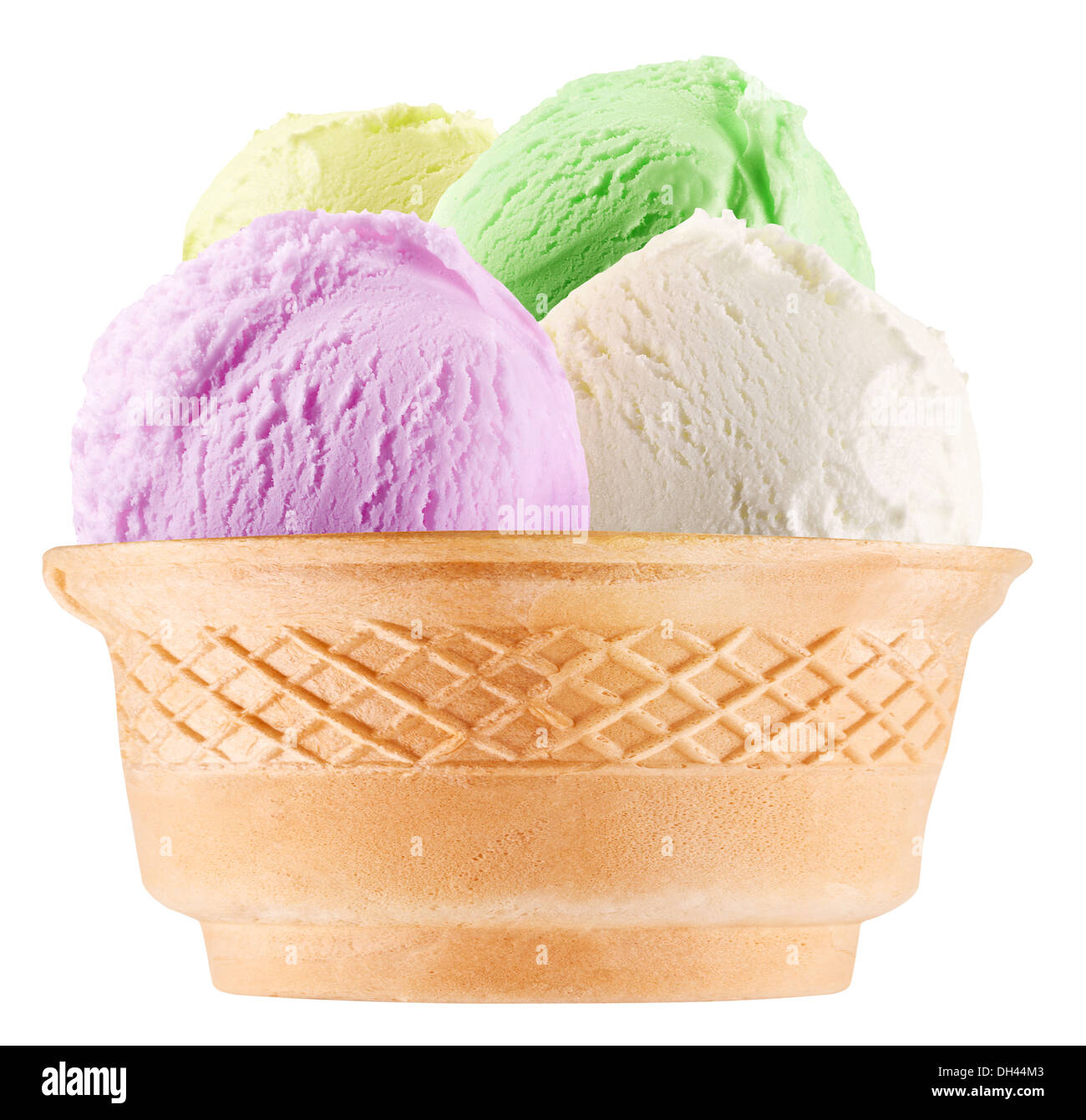 Ice-cream scoops in waffle cup. File contains clipping paths. Stock Photo