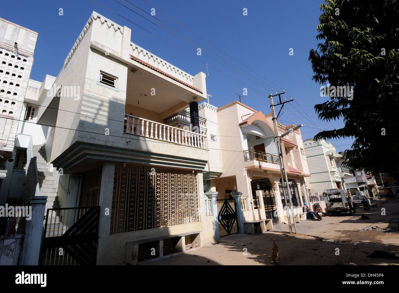 Village township Modern Row Houses Scheme Gujarat India Stock Photo