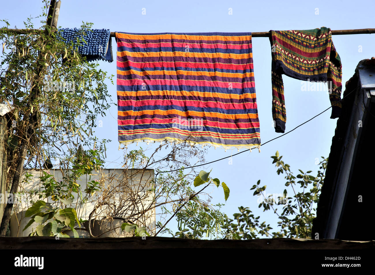 clothes drying at Parel Mumbai maharashtra India Stock Photo
