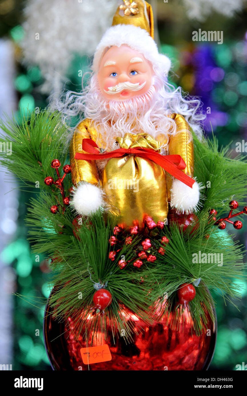 Santa Claus Figurine Christmas festival Mumbai Maharashtra India Stock Photo
