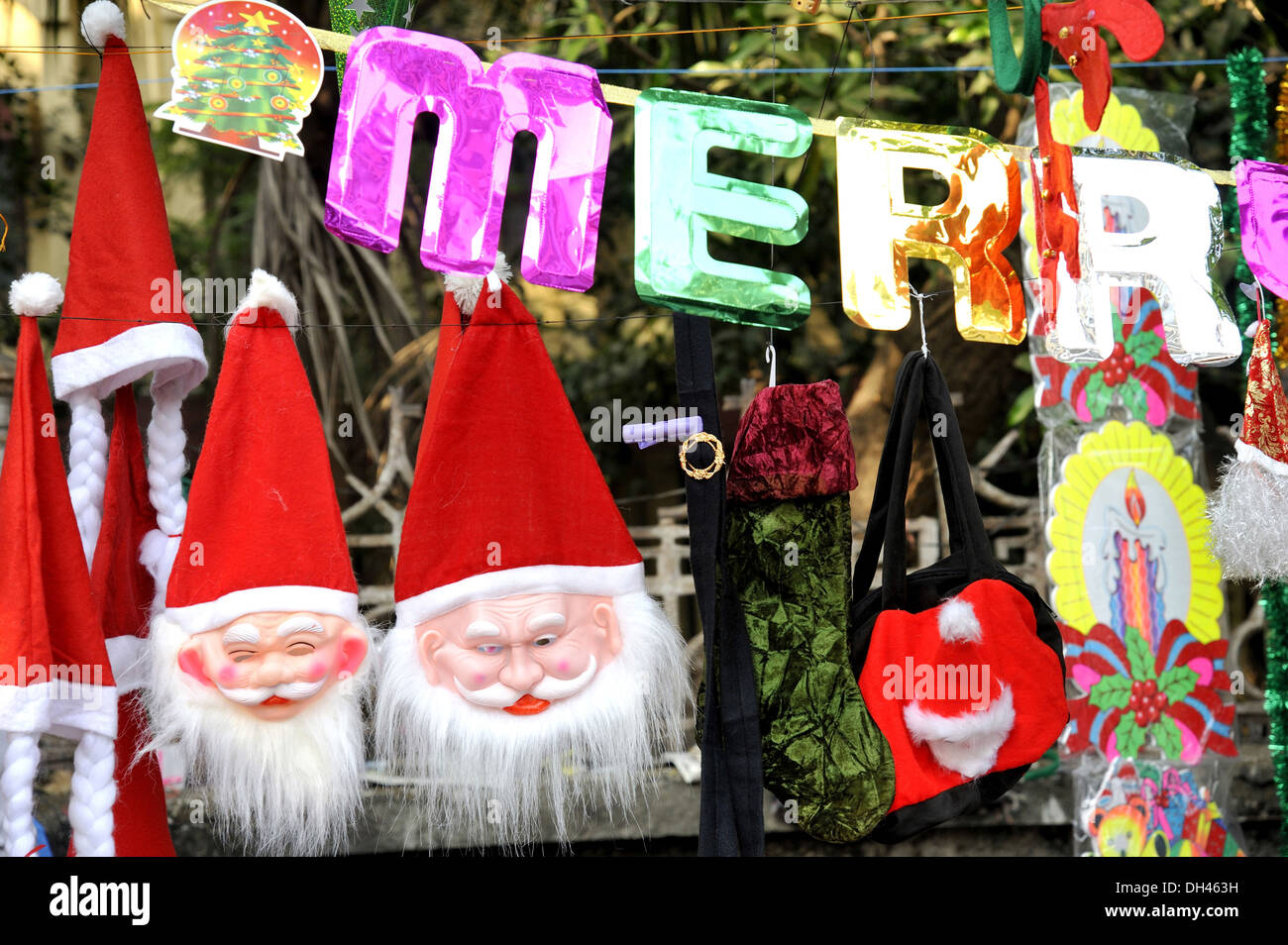 Christmas Day , Festivity , Santa Claus mask , Christmas annual festival commemorating the birth of Jesus Christ , December 25 , India , asia Stock Photo
