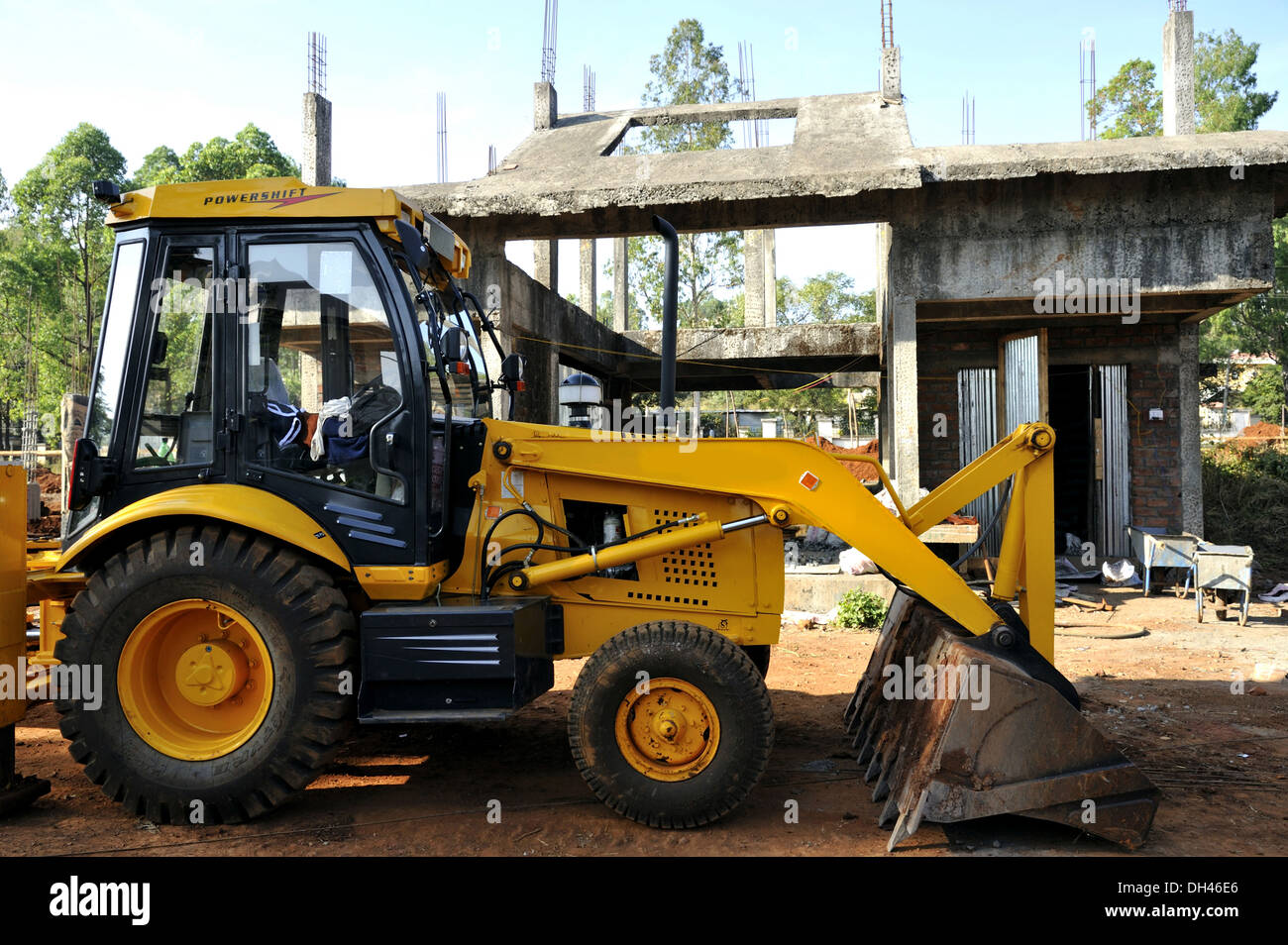 Construction Backhoe Loader at mumbai Maharashtra India Stock Photo