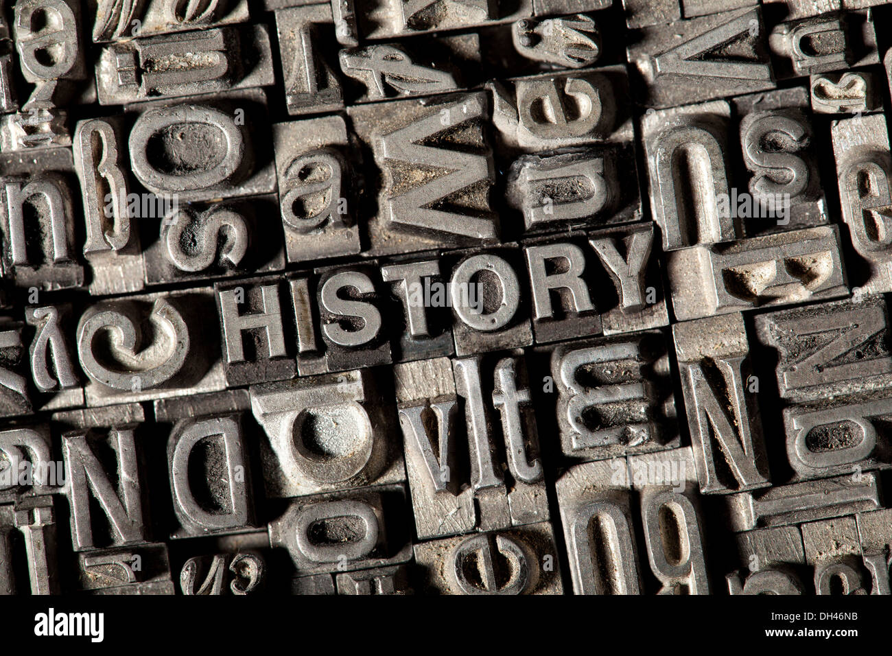 Old lead letters forming the word HISTORY Stock Photo Alamy