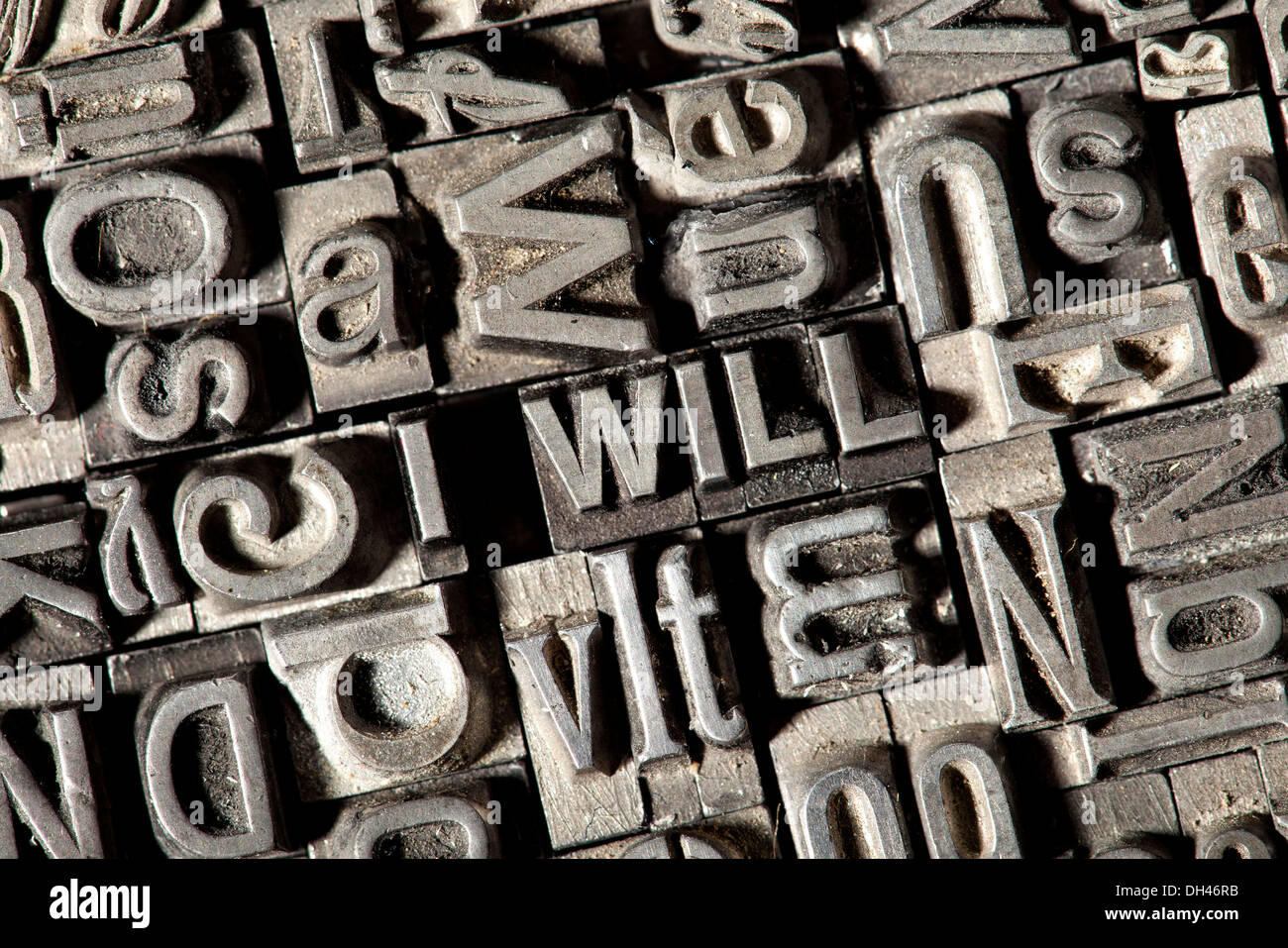 Old lead letters forming the term I WILL Stock Photo