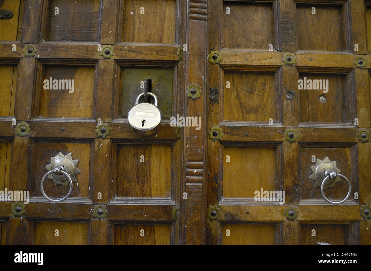 locked wooden door Jaisalmer Rajasthan India Stock Photo