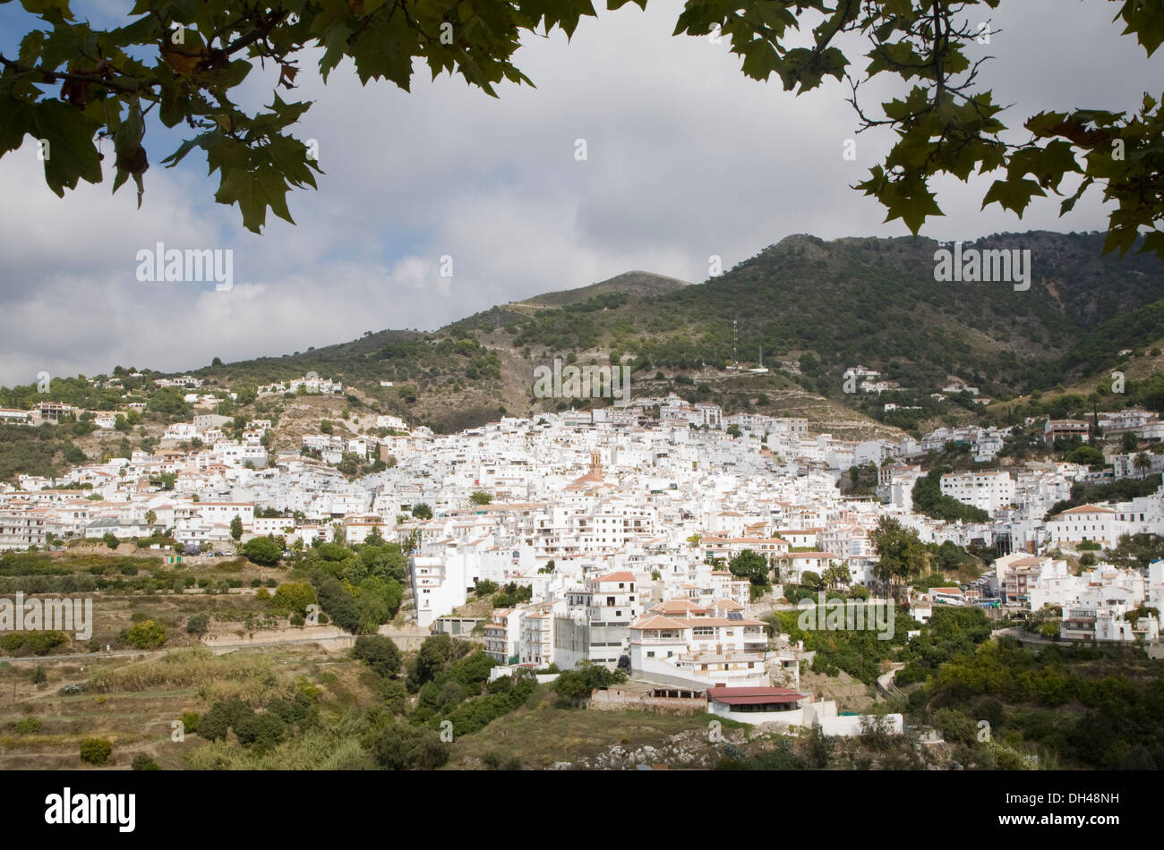 Whitewashed village Competa, Malaga province, Spain Stock Photo