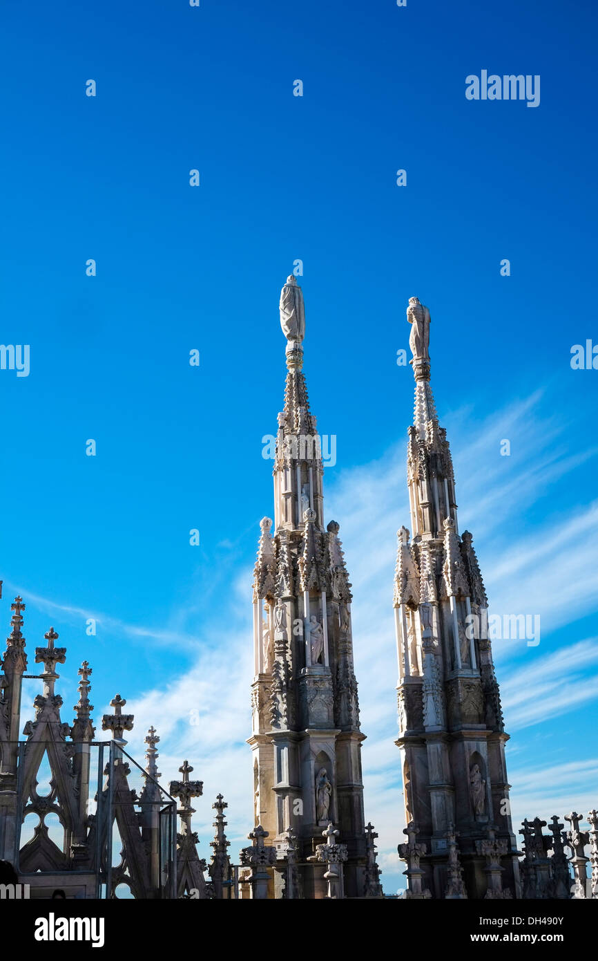 Steeples on dome roof top in Milan Stock Photo