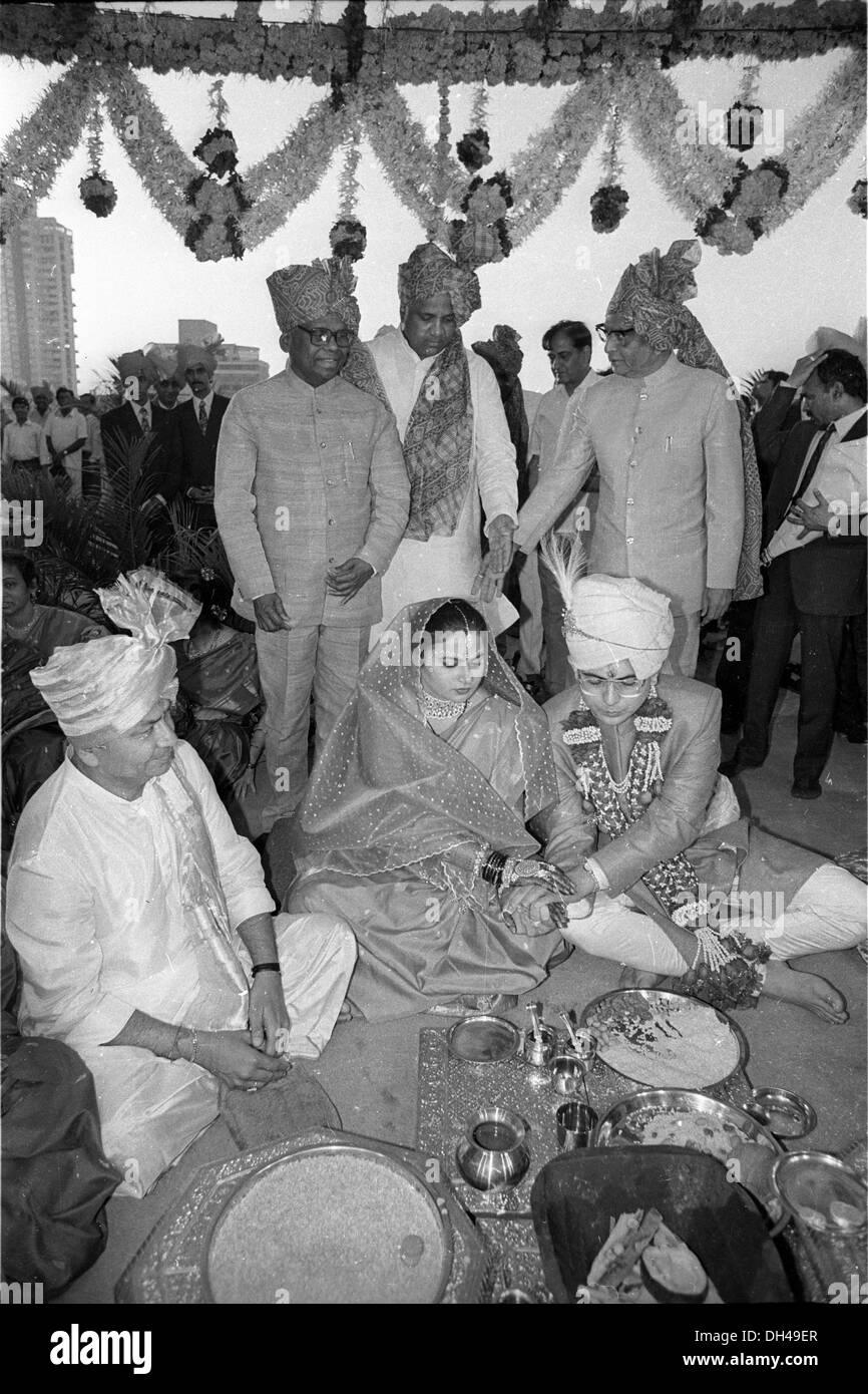 Sharad pawar Sushil Kumar Shinde Sudhakar Rao Naik attending wedding ceremony Stock Photo