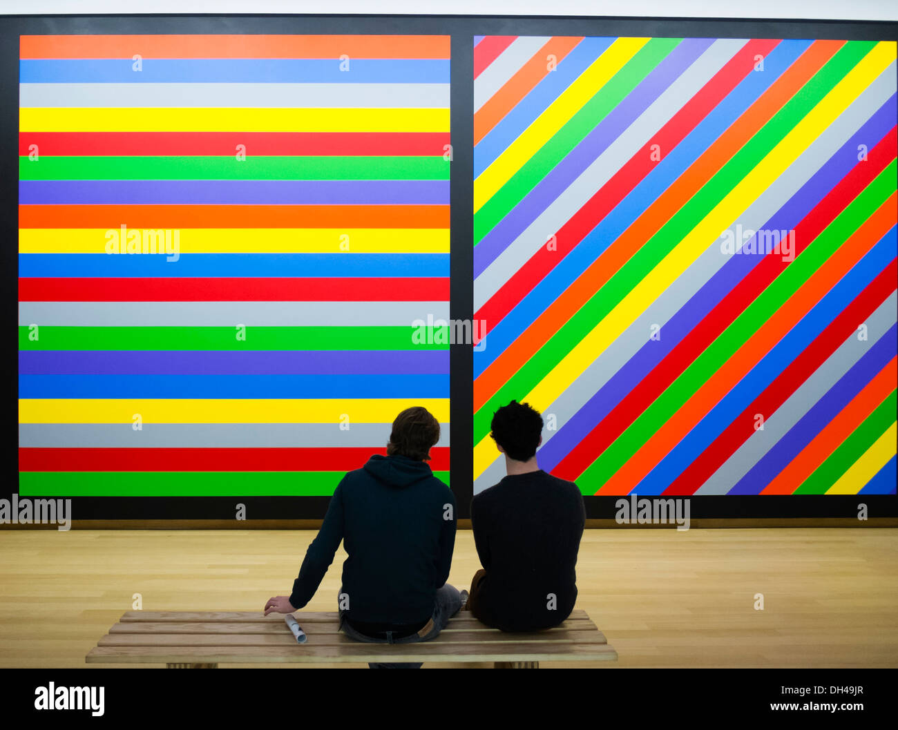 Painting Wall Drawing #1084 by Sol Lewitt at Stedelijk Museum in Amsterdam The Netherlands Stock Photo