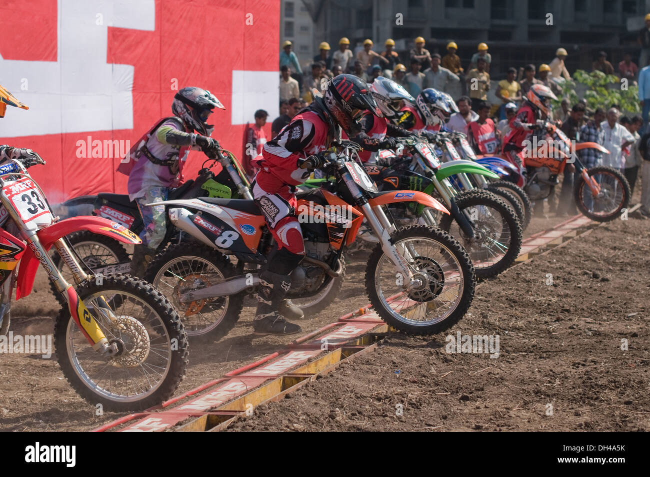 Motocross bike race starting hi-res stock photography and images