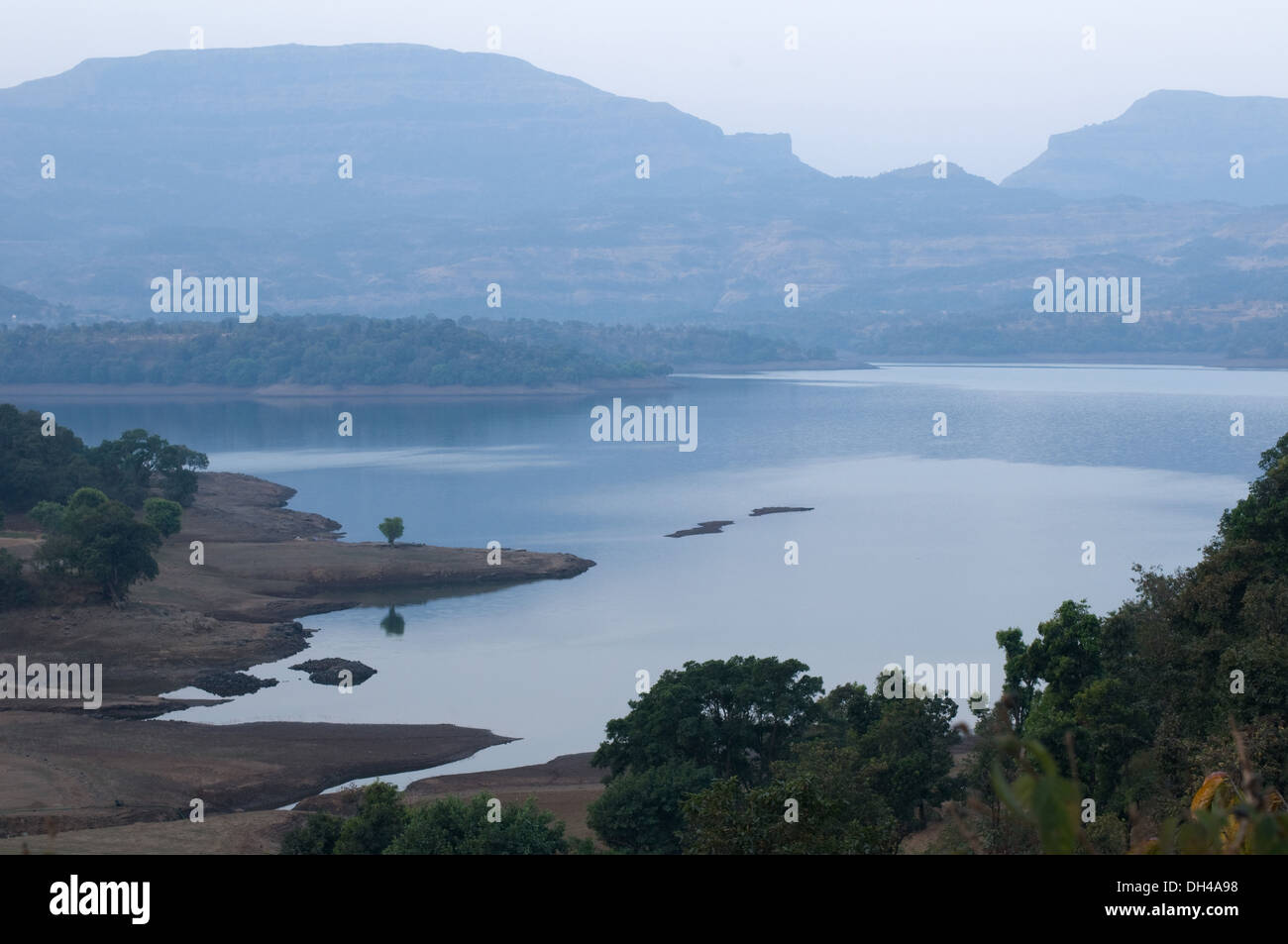 Water of lake Bhandardara Maharashtra India Asia Feb 2012 Stock Photo