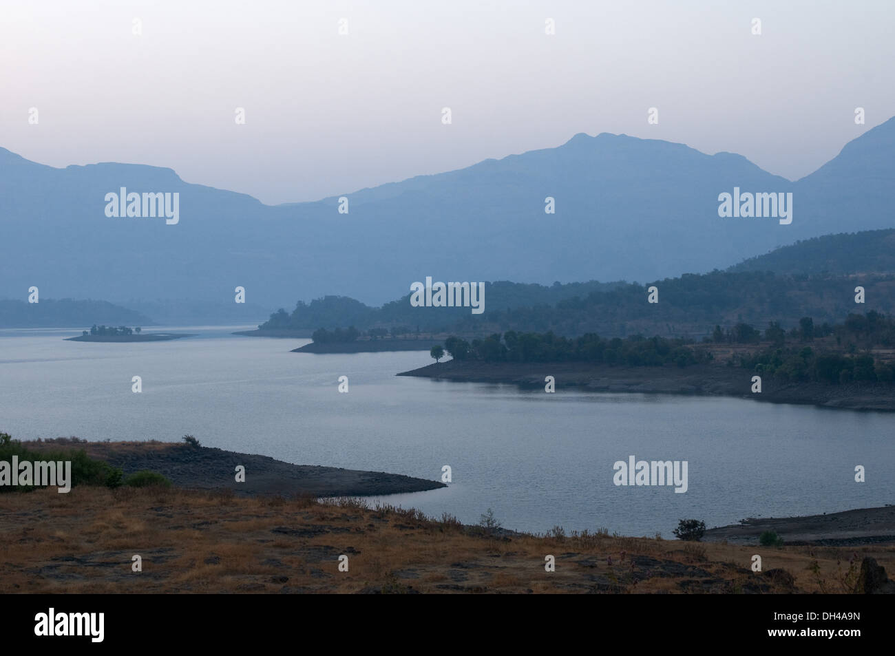 Landscape of lake Bhandardara Maharashtra India Asia Stock Photo