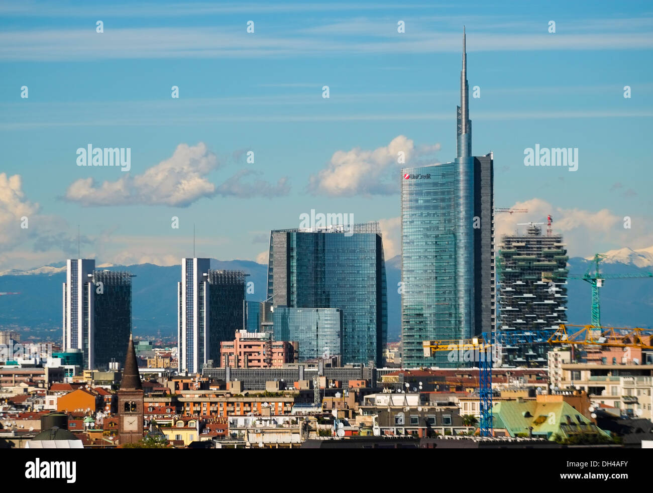 Aerial view of new modern buildings in Milan Stock Photo