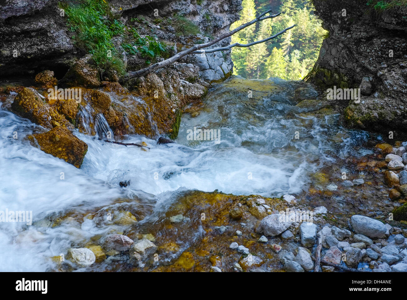 Mountain river and waterfall in Slovenia Stock Photo