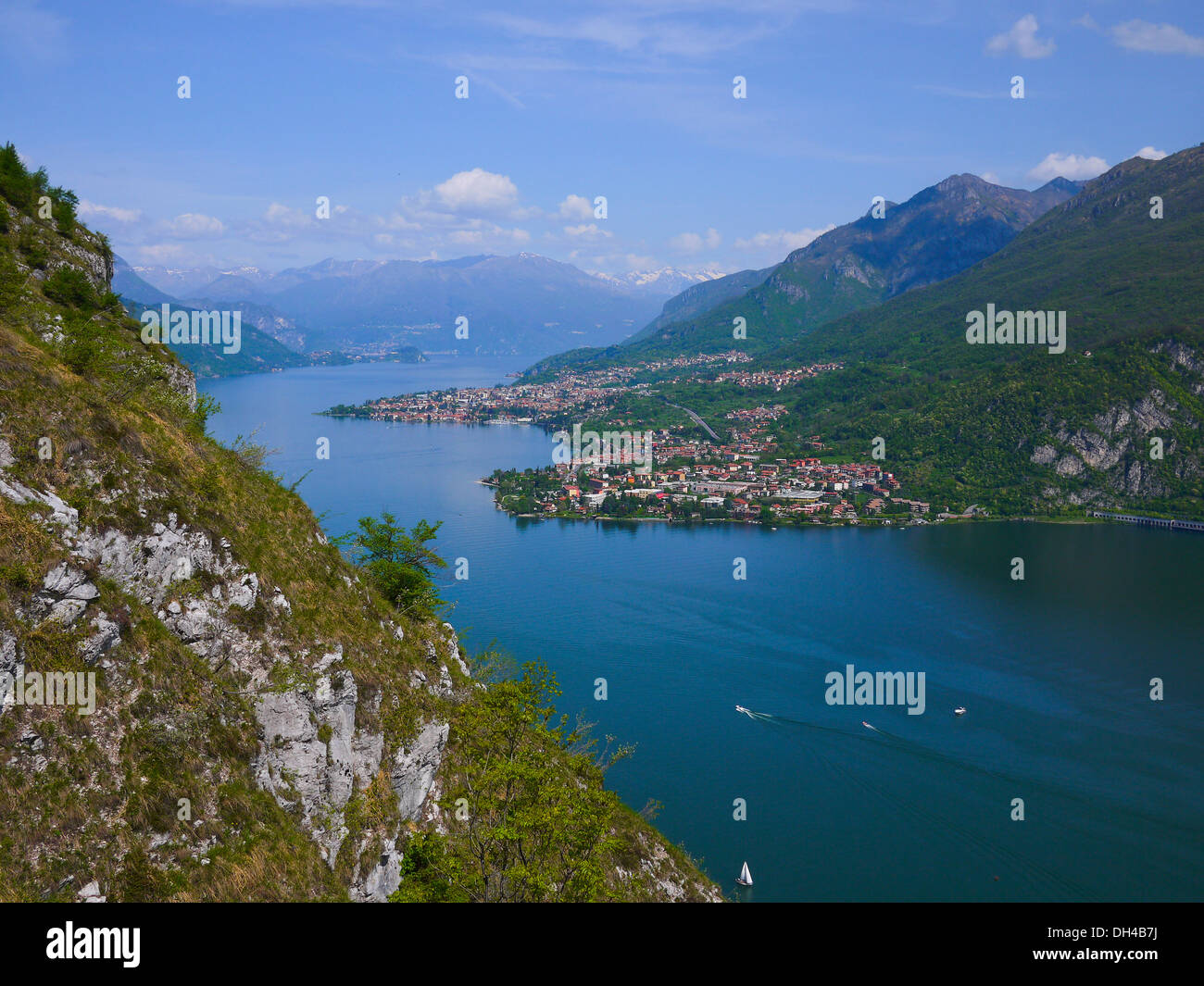 View of Abbadia Lariana and Mandello del Lario, Lecco and Como lake, Italy Stock Photo