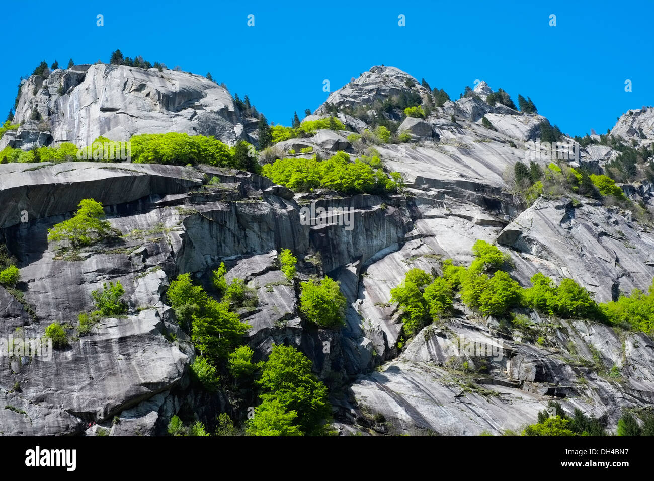 Granite mountains in Val di Mello, Val Masino, Italy Stock Photo
