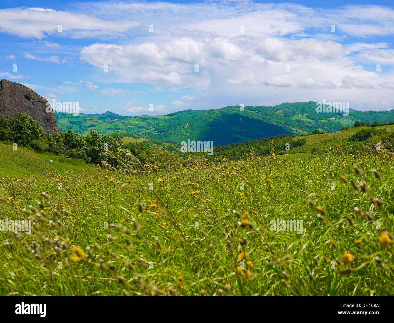 Spring landscape in Val Trebbia, Piacenza, Italy Stock Photo