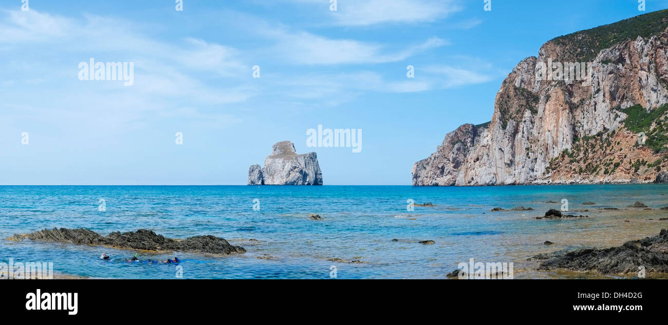 Pan di zucchero island from Masua beach on the west coast of Sardinia, Italy Stock Photo