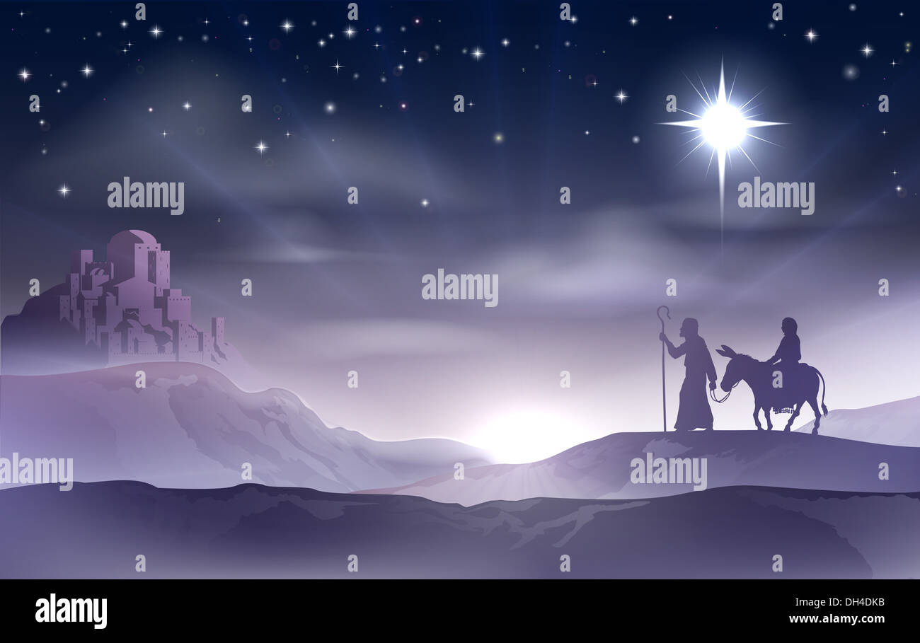Mary joseph donkey silhouette hires stock photography and images Alamy