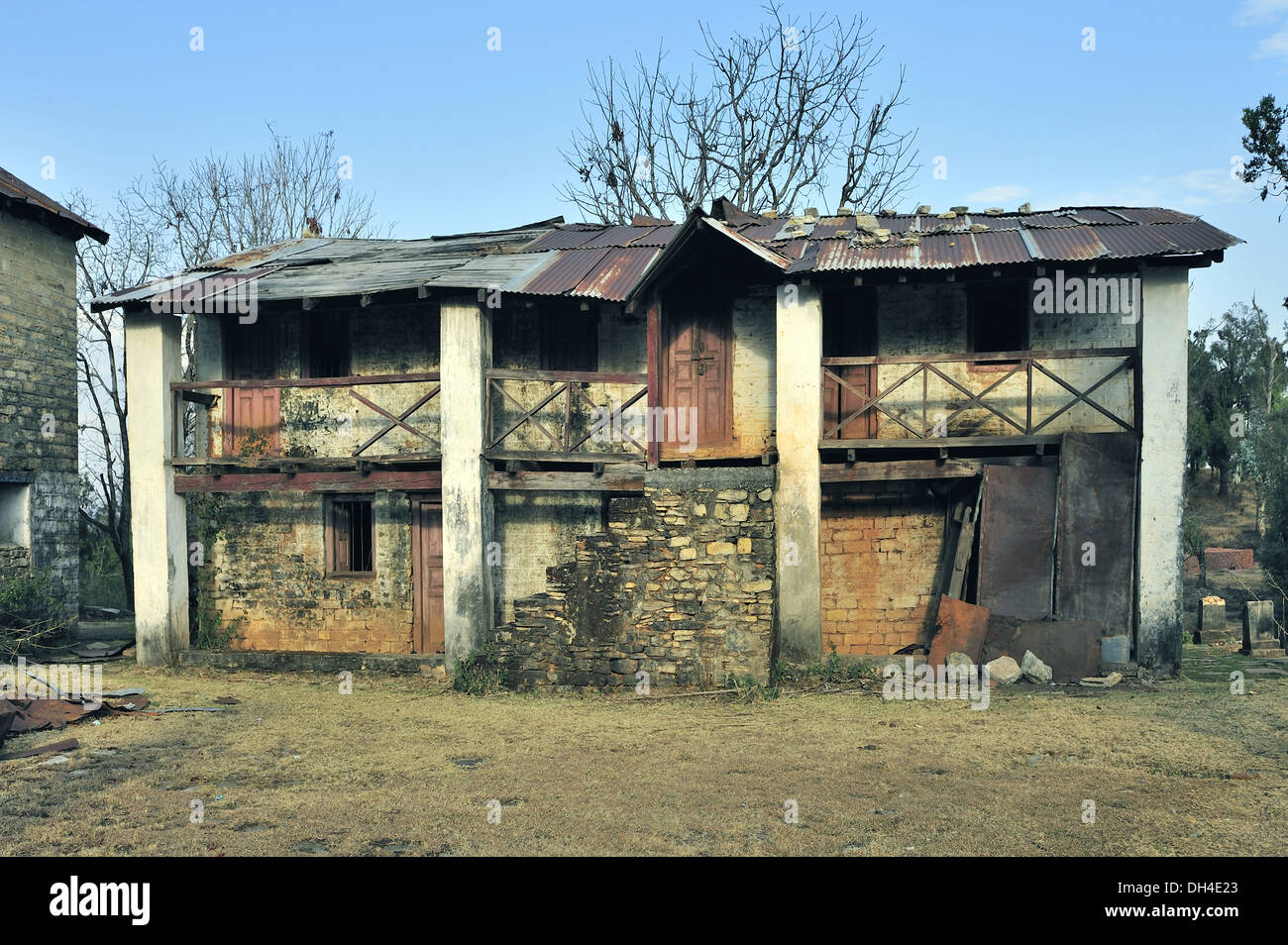 Old house building abandoned factory Pithoragarh Uttarakhand India Asia Asian Indian Stock Photo
