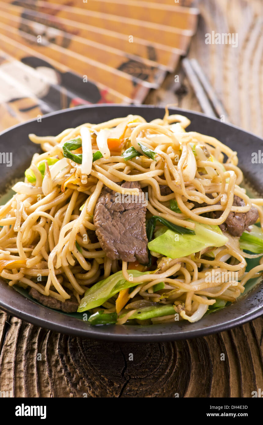 fried noodles with beef Stock Photo Alamy