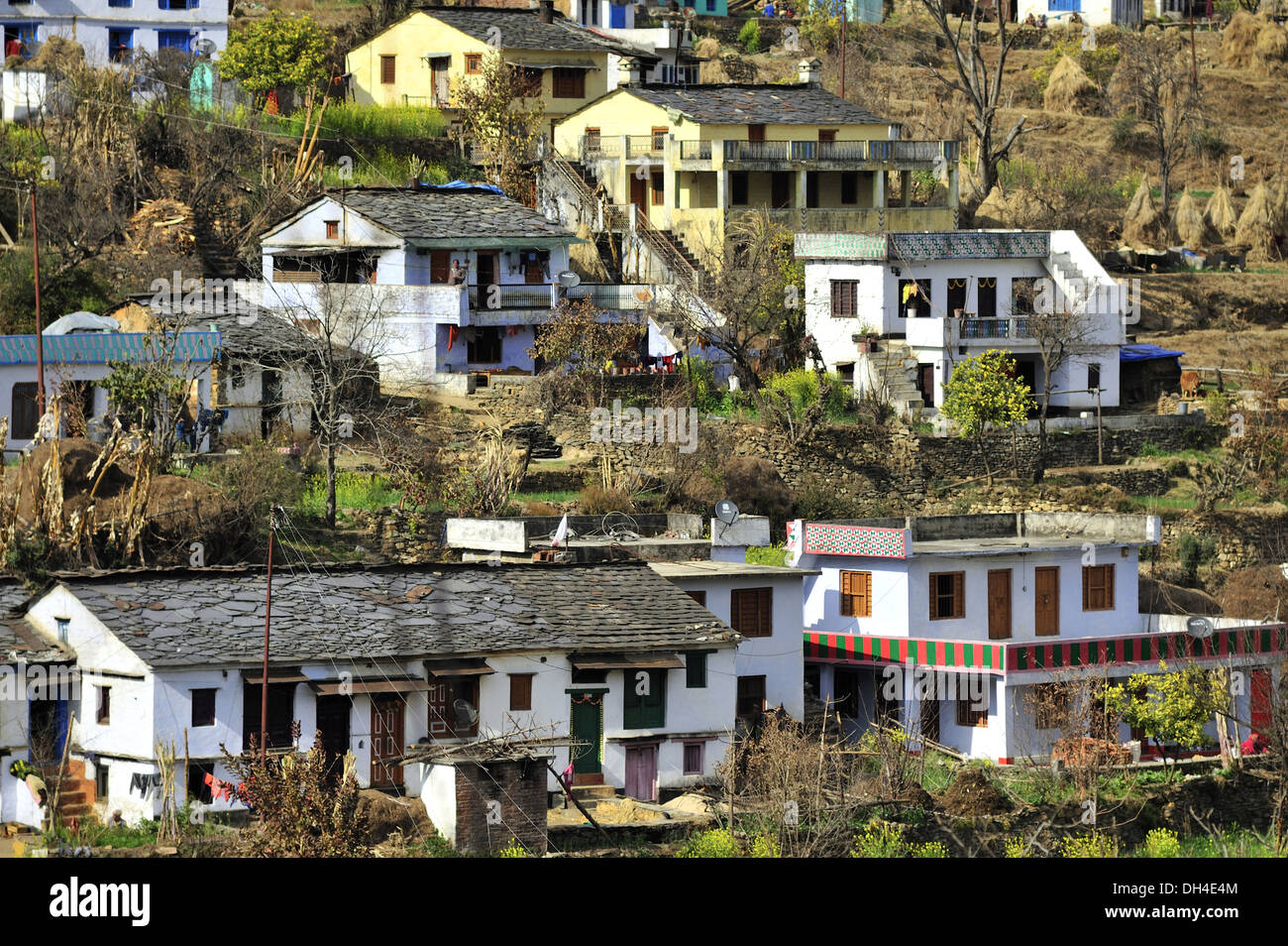 Village houses of bijuriya bageshwar uttarakhand India Asia Stock Photo