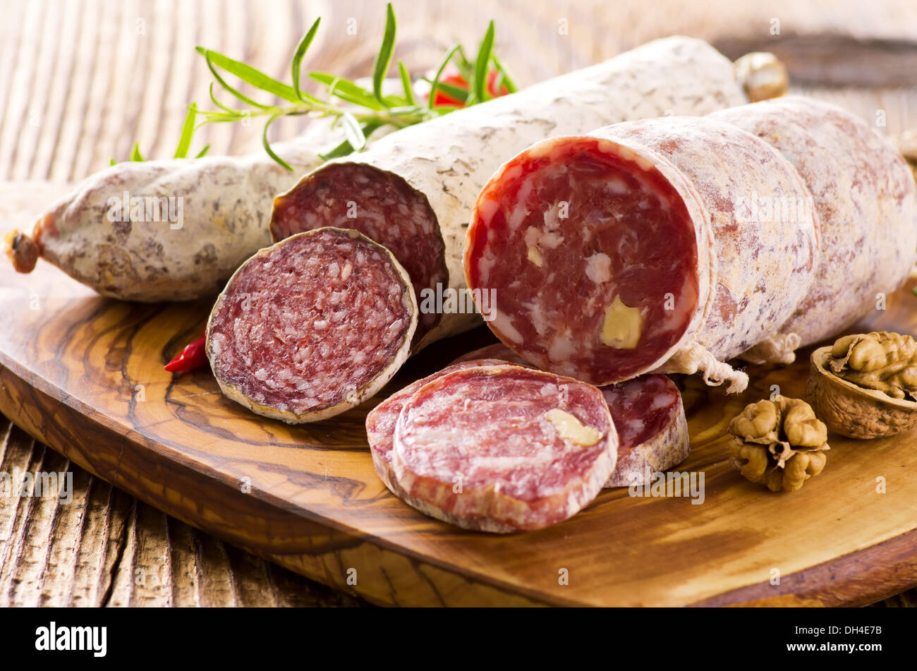 salami different sorts Stock Photo Alamy