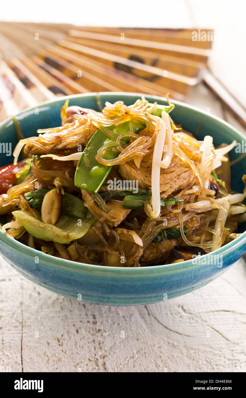 glass noodles with beef stir-fried Stock Photo